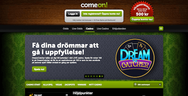 ComeOn! skärmdump