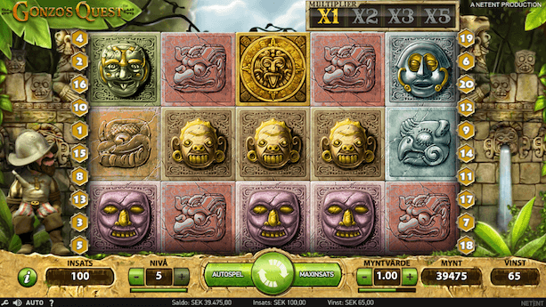 Gonzo’s Quest slot skärmdump