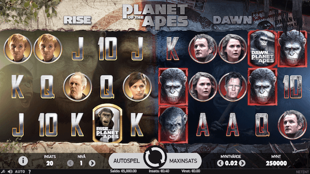 Planet of the Apes slot skärmdump